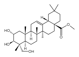 2α,3β,23-Trihydroxyoleana-12-ene-28-oic acid methyl ester结构式