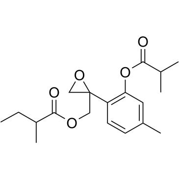 8,9-epoxyl-3-isobutyryloxy-10-(2-methylbutanoyl)thymol structure