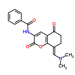 N-{(8E)-8-[(Dimethylamino)methylene]-2,5-dioxo-5,6,7,8-tetrahydro-2H-chromen-3-yl}benzamide结构式