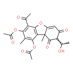 6-Acetyl-7,9-bis(acetyloxy)-2-(1-hydroxyethylidene)-8,9b-dimethyl-1,3(2H,9bH)-dibenzofurandione structure