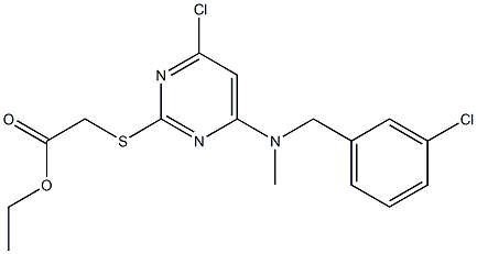 [[4-Chloro-6-[[(3-chlorophenyl)methyl]methylamino]-2-pyrimidinyl]thio]acetic acid ethyl ester structure