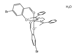 bis(5-bromosalicylaldehydato)(bis(acetophenone)ethylenediamine)nickel(II) monohydrate Structure