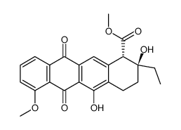 c-2-Ethyl-1,2,3,4,6,11-hexahydro-t-2,5-dihydroxy-7-methoxy-6,11-dioxo-r-1-naphthacencarbonsaeure-methylester Structure