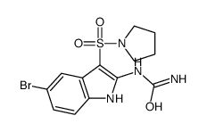 (5-bromo-3-pyrrolidin-1-ylsulfonyl-1H-indol-2-yl)urea结构式