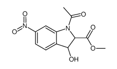 1-acetyl-3-hydroxy-6-nitro-indoline-2-carboxylic acid methyl ester结构式