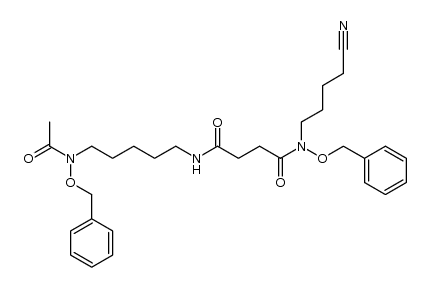 N-(4-cyanobutyl)-3-[[5-[(benzyloxy)acetylamino]pentyl]carbamoyl]-O-benzylpropionohydroxamic acid Structure