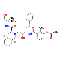 3-{[(2R,3R)-3-Hydroxy-4-[(3S,4aS,8aS)-3-[(1-hydroxy-2-methyl-2-propanyl)carbamoyl]octahydro-2(1H)-isoquinolinyl]-1-(phenylsulfanyl)-2-butanyl]carbamoyl}-2-methylphenyl acetate Structure