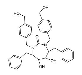 (4R,5S,6S,7R)-4,7-dibenzyl-5,6-dihydroxy-1,3-bis[4-(hydroxymethyl)benzyl]-1,3-diazepan-2-one Structure