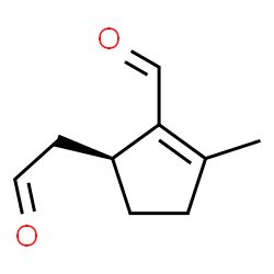 2-Cyclopentene-1-acetaldehyde, 2-formyl-3-methyl-, (S)- (9CI) structure