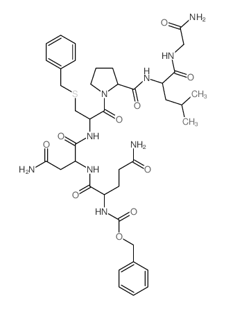 benzyl N-[1-[[1-[[3-benzylsulfanyl-1-[2-[[1-(carbamoylmethylcarbamoyl)-3-methyl-butyl]carbamoyl]pyrrolidin-1-yl]-1-oxo-propan-2-yl]carbamoyl]-2-carbamoyl-ethyl]carbamoyl]-3-carbamoyl-propyl]carbamate Structure