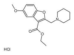 ethyl 5-methoxy-2-(piperidin-1-ium-1-ylmethyl)-1-benzofuran-3-carboxylate,chloride结构式