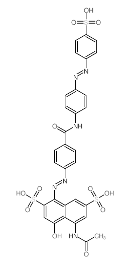 (1E)-5-acetamido-4-oxo-1-[[4-[[4-(4-sulfophenyl)diazenylphenyl]carbamoyl]phenyl]hydrazinylidene]naphthalene-2,7-disulfonic acid picture