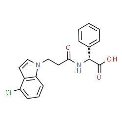 (2R)-{[3-(4-chloro-1H-indol-1-yl)propanoyl]amino}(phenyl)ethanoic acid结构式