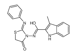 3-methyl-N-(4-oxo-2-phenylimino-thiazolidin-3-yl)-1H-indole-2-carboxam ide结构式