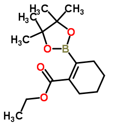 2-(4,4,5,5-四甲基-1,3,2-二氧硼杂环戊烷-2-基)环己-1-烯甲酸乙酯结构式