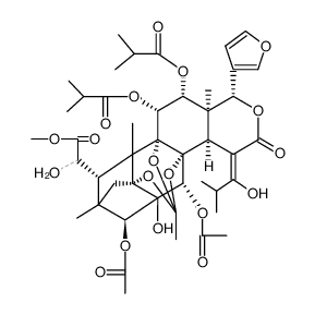 6-Hydroxy-15-[(Z)-1-hydroxy-2-methylpropylidene]-11α,12α-bis(2-methyl-1-oxopropoxy)phragmalin 3,30-diacetate结构式