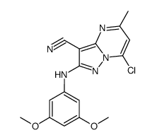 7-chloro-2-(3,5-dimethoxyphenylamino)-5-methylpyrazolo[1,5-a]pyrimidine-3-carbonitrile结构式