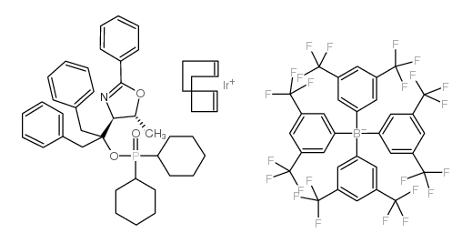 [(1,2,5,6-eta)-1,5-环辛二烯][1-[(4R,5R)-4,5-二氢-5-甲基-2-苯基-4-恶唑基]-2-苯基-1-(苯基甲基)乙基二环己基亚膦酸]铱四[3,5-二(三氟甲基)苯基]硼酸盐结构式