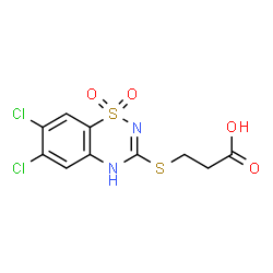 3-[(6,7-Dichloro-2H-1,2,4-benzothiadiazine 1,1-dioxide)-3-ylthio]propanoic acid structure