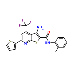 3-Amino-N-(2-fluorophenyl)-6-(2-thienyl)-4-(trifluoromethyl)thieno[2,3-b]pyridine-2-carboxamide结构式