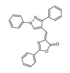 4-(1,3-diphenyl-1H-pyrazol-4-ylmethylene)-2-phenyl-4H-oxazol-5-one结构式