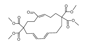 (4E,10E,12E)-5-Formyl-cyclopentadeca-4,10,12-triene-1,1,8,8-tetracarboxylic acid tetramethyl ester结构式