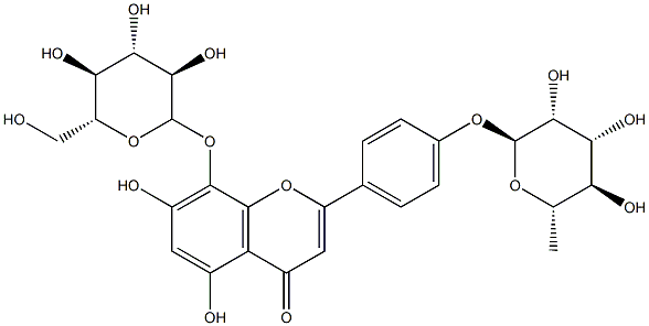 4'-(6-Deoxy-α-L-mannopyranosyloxy)-8-(β-D-glucopyranosyloxy)-5,7-dihydroxyflavone结构式