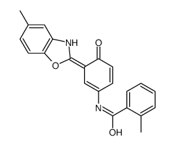 2-methyl-N-[(3E)-3-(5-methyl-3H-1,3-benzoxazol-2-ylidene)-4-oxocyclohexa-1,5-dien-1-yl]benzamide Structure