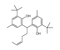 2-tert-butyl-6-[1-(3-tert-butyl-2-hydroxy-5-methylphenyl)hex-4-enyl]-4-methylphenol结构式