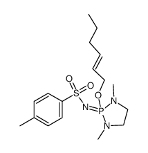 (E)-N-(2-hex-2-enyloxy-1,3-dimethyl-2λ5-[1,3,2]diazaphospholidin-2-ylidene)-4-methyl-benzenesulfonamide结构式