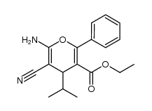 ethyl 6-amino-5-cyano-4-isopropyl-2-phenyl-4H-pyran-3-carboxylate结构式