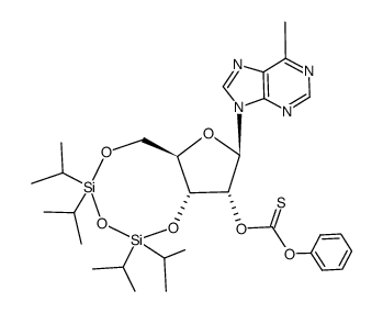 O-phenyl O-((6aR,8R,9R,9aR)-2,2,4,4-tetraisopropyl-8-(6-methyl-9H-purin-9-yl)tetrahydro-6H-furo[3,2-f][1,3,5,2,4]trioxadisilocin-9-yl) carbonothioate Structure