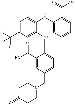 Benzoic acid,2-[[2-[(2-carboxyphenyl)amino]-5-(trifluoromethyl)phenyl]amino]-5-[(1-oxido-4-thiomorpholinyl)methyl]- Structure