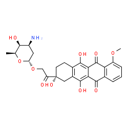 (R)-8-(((3-Amino-2,3,6-trideoxy-alpha-L-lyxo-hexopyranosyl)oxy)acetyl)-7,8,9,10-tetrahydro-6,8,11-trihydroxy-1-methoxy-5,12-naphthacenedione结构式