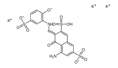 tripotassium,(3Z)-5-amino-3-[(2-hydroxy-5-sulfonatophenyl)hydrazinylidene]-4-oxonaphthalene-2,7-disulfonate Structure