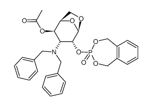 .beta.-D-Gulopyranose, 1,6-anhydro-3-bis(phenylmethyl)amino-3-deoxy-2-O-(1,5-dihydro-3-oxido-2,4,3-benzodioxaphosphepin-3-yl)-, 4-acetate structure