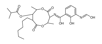 [(2R,3S,6S,7R,8R)-3-[(3-formamido-2-hydroxybenzoyl)amino]-8-hexyl-2,6-dimethyl-4,9-dioxo-1,5-dioxonan-7-yl] 2-methylpropanoate结构式