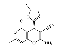 (S)-2-amino-7-methyl-4-(5-methylfuran-2-yl)-5-oxo-4H,5H-pyrano[4,3-b]pyran-3-carbonitrile Structure