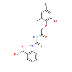 2-[[[[(2,4-DIBROMO-6-METHYLPHENOXY)ACETYL]AMINO]THIOXOMETHYL]AMINO]-5-IODO-BENZOIC ACID structure