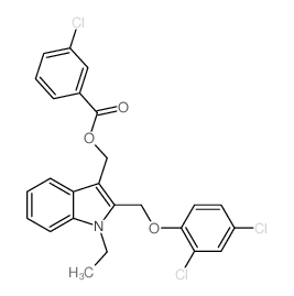 [2-[(2,4-dichlorophenoxy)methyl]-1-ethyl-indol-3-yl]methyl 3-chlorobenzoate structure