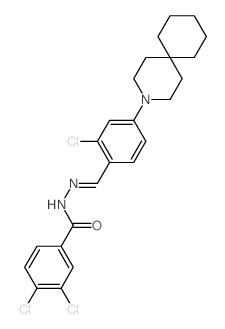 N-[[4-(3-azaspiro[5.5]undec-3-yl)-2-chloro-phenyl]methylideneamino]-3,4-dichloro-benzamide结构式