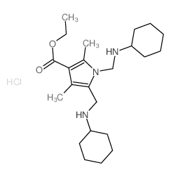 1H-Pyrrole-3-carboxylicacid, 1,5-bis[(cyclohexylamino)methyl]-2,4-dimethyl-, ethyl ester,hydrochloride (1:2) structure