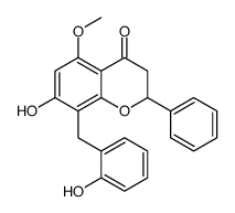 7-hydroxy-8-[(2-hydroxyphenyl)methyl]-5-methoxy-2-phenyl-2,3-dihydrochromen-4-one Structure