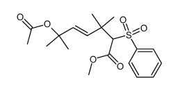 methyl (E)-6-acetoxy-3,3,6-trimethyl-2-(phenylsulfonyl)hept-4-enoate结构式