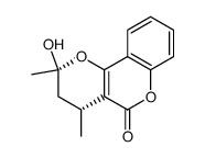 (+/-)-(2S,4R)-trans-2-hydroxy-2,4-dimethyl-3,4-dihydro-2H,5H-pyrano<3,2-c><1>benzopyran-5-one结构式