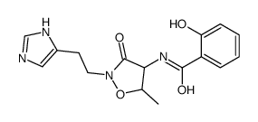 2-hydroxy-N-[2-[2-(1H-imidazol-5-yl)ethyl]-5-methyl-3-oxo-1,2-oxazolidin-4-yl]benzamide结构式