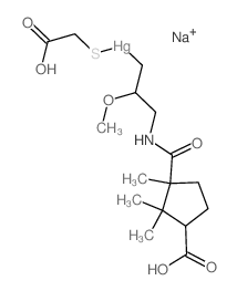 sodium,carboxymethylsulfanyl-[3-[(3-carboxy-1,2,2-trimethylcyclopentanecarbonyl)amino]-2-methoxypropyl]mercury Structure