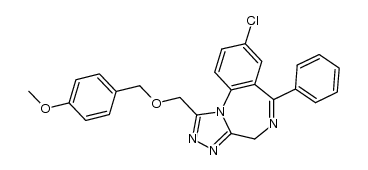 8-chloro-1-(4-methoxy-benzyloxymethyl)-6-phenyl-4H-benzo[f][1,2,4]triazolo[4,3-a][1,4]diazepine Structure