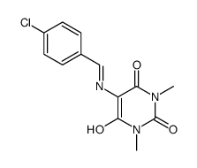 5-(4-chloro-benzylideneamino)-1,3-dimethyl-pyrimidine-2,4,6-trione结构式