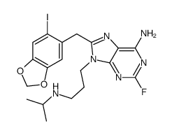 2-Fluoro-8-[(6-iodo-1,3-benzodioxol-5-yl)methyl]-9-[3-(isopropyla mino)propyl]-9H-purin-6-amine Structure